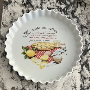 Vintage Lemon Tart Ceramic Pie Dish